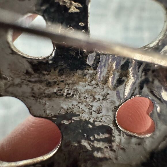 Vintage Silver Plated Cut-Out Grunge Heart Brooch Signed Preco - Picture 3 of 4